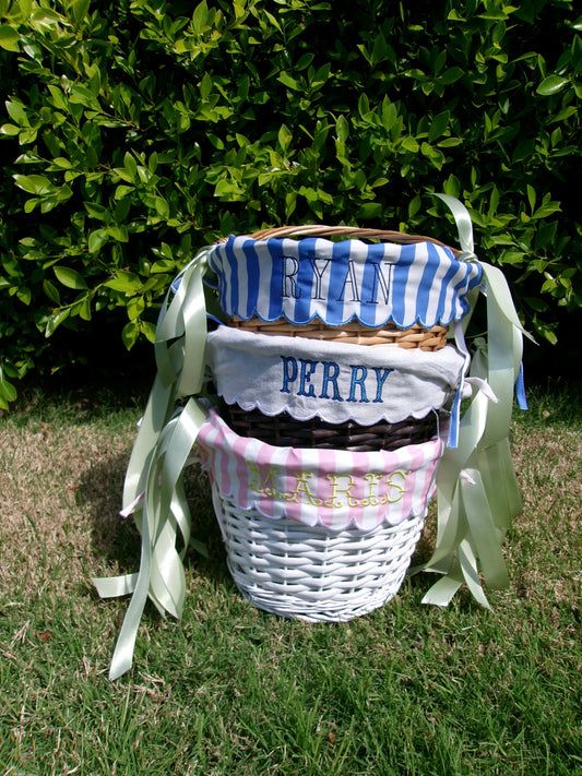 Custom Round Easter Basket with Scalloped Liner